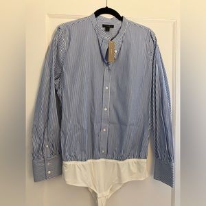 J crew pinstripe (blue) bodysuit. NWT. Size 16